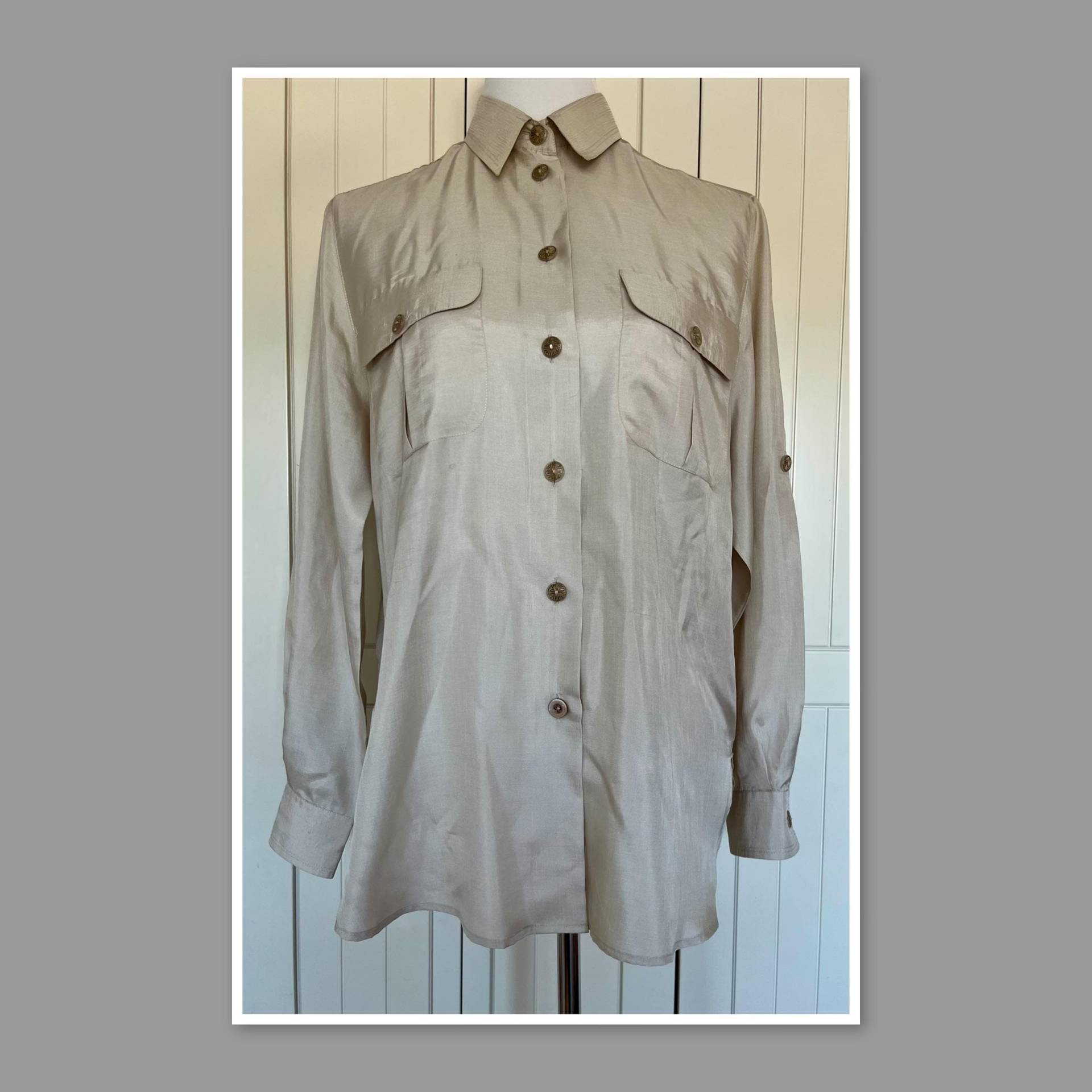 Vintage 80-90Er Bluse Mario Rosella Beige von BackToFutureFashion