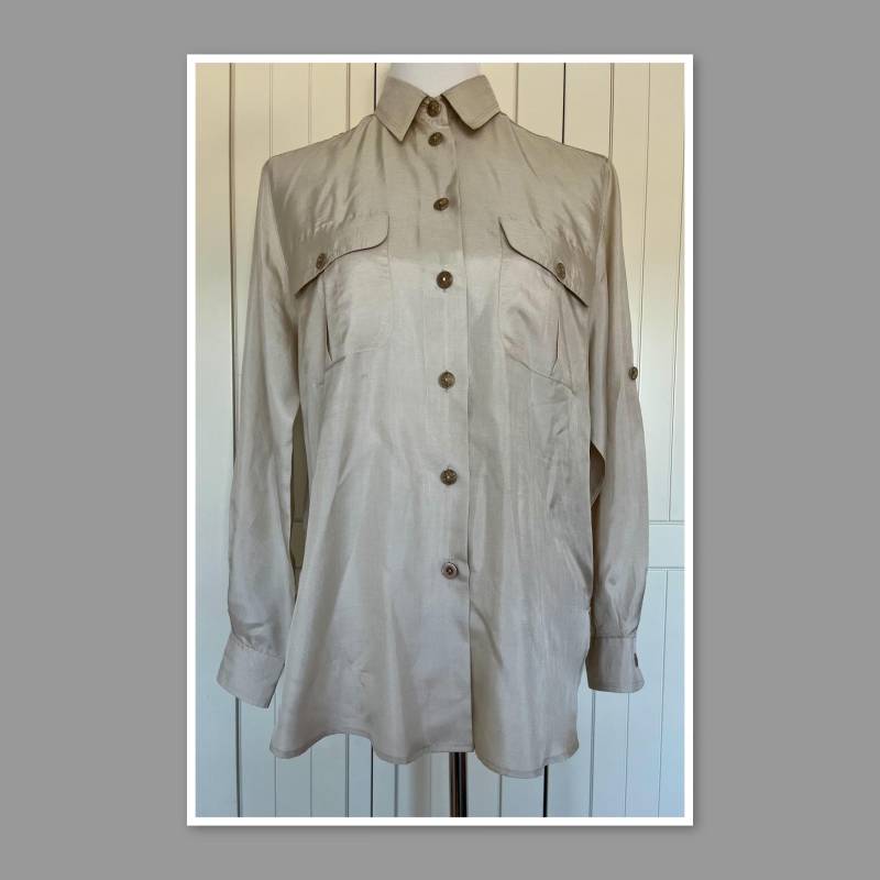 Vintage 80-90Er Bluse Mario Rosella Beige von BackToFutureFashion