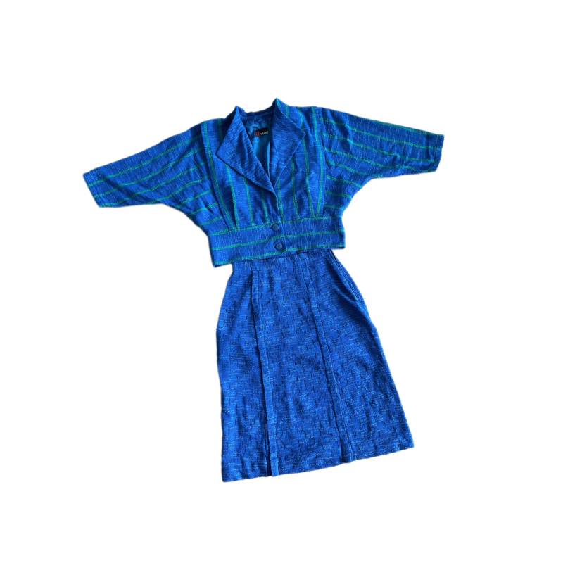 Vintage 80Er Anzug Lucie Linden Blau Grün von BackToFutureFashion