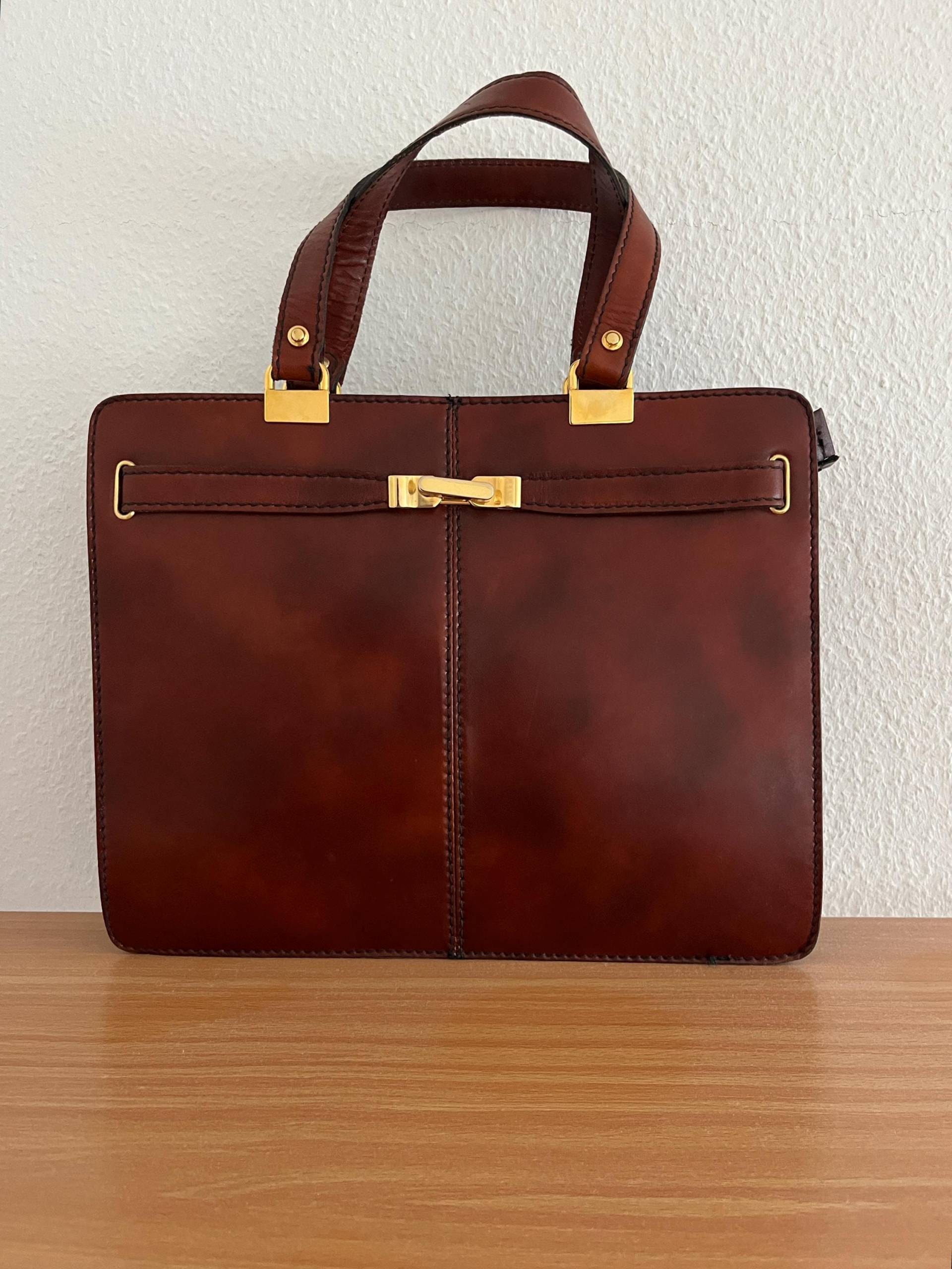 Vintage 80Er Henkeltasche Leder Rotbraun von BackToFutureFashion