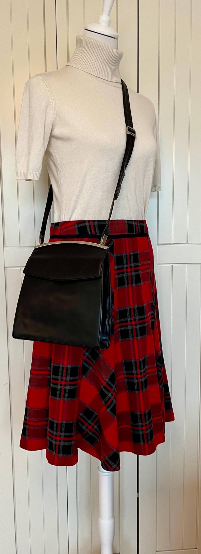 Vintage 80Er Schultertasche Medici Leder Schwarz von BackToFutureFashion