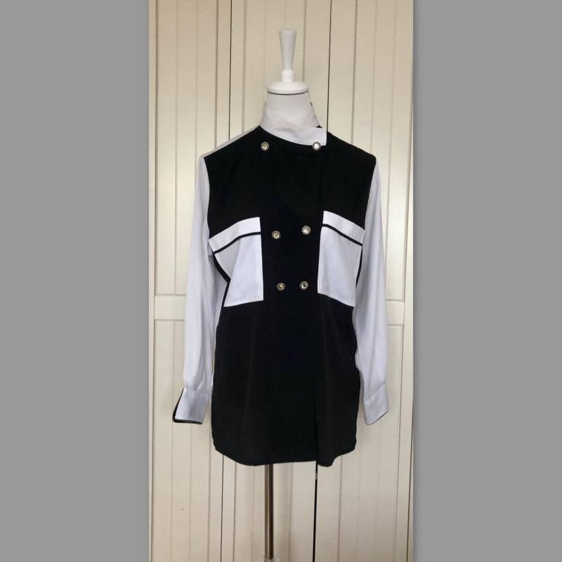 Vintage Bluse Mario Rosella Schwarz Weiß von BackToFutureFashion