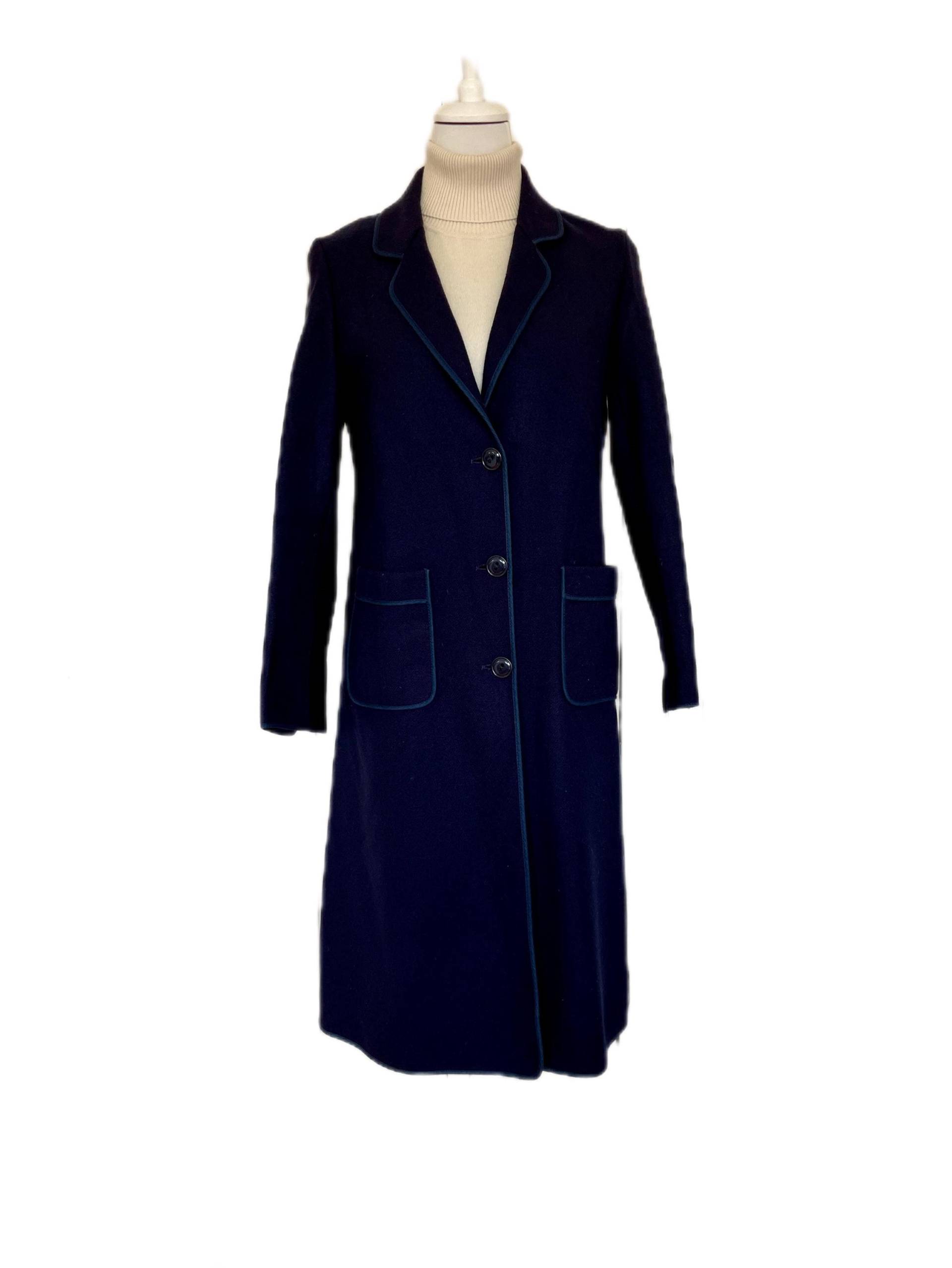 Vintage Mantel Weinberg Schurwolle Dunkelblau von BackToFutureFashion