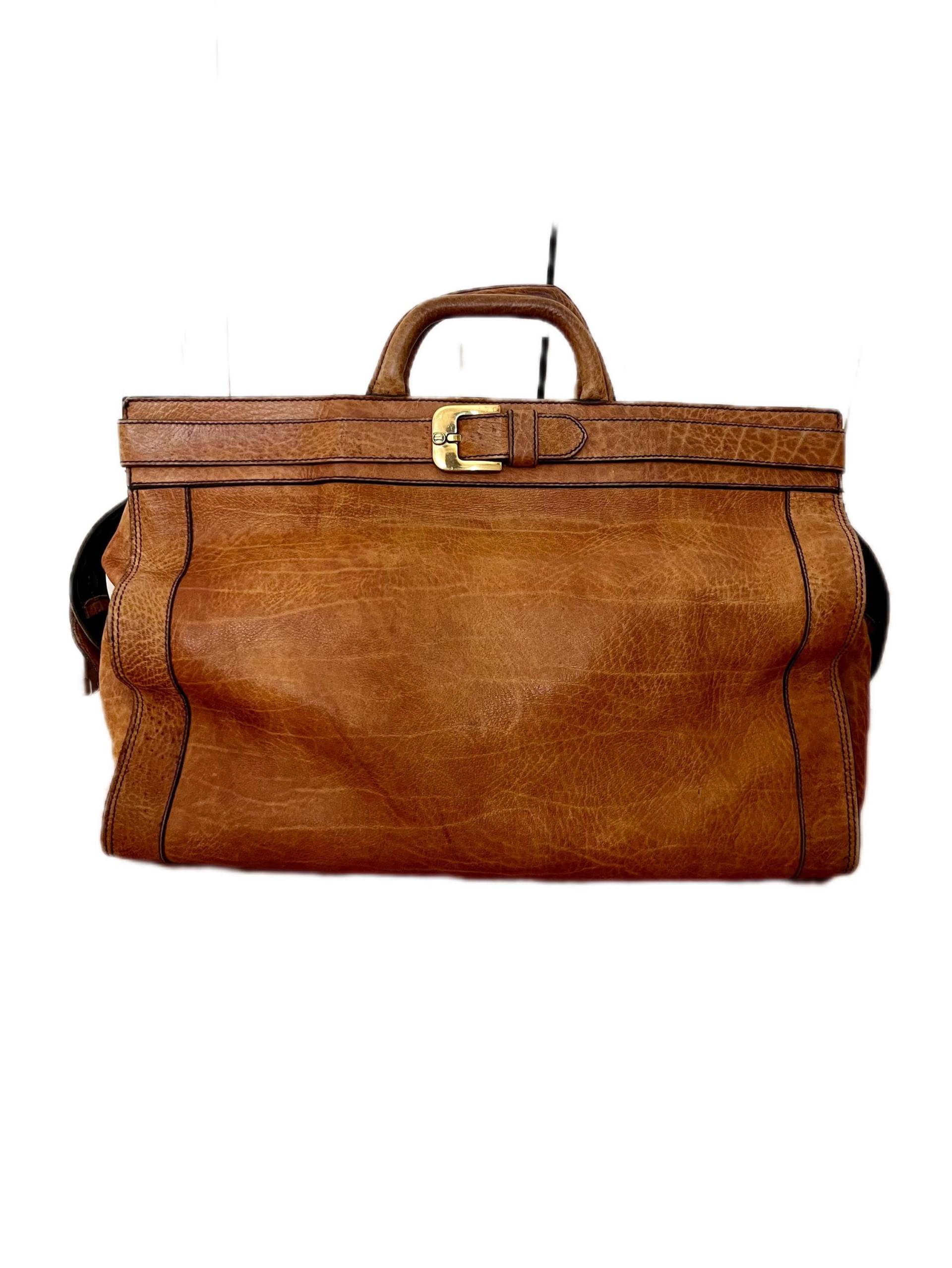 Vintage Reisetasche Goldpfeil Caracciola Leder Braun von BackToFutureFashion