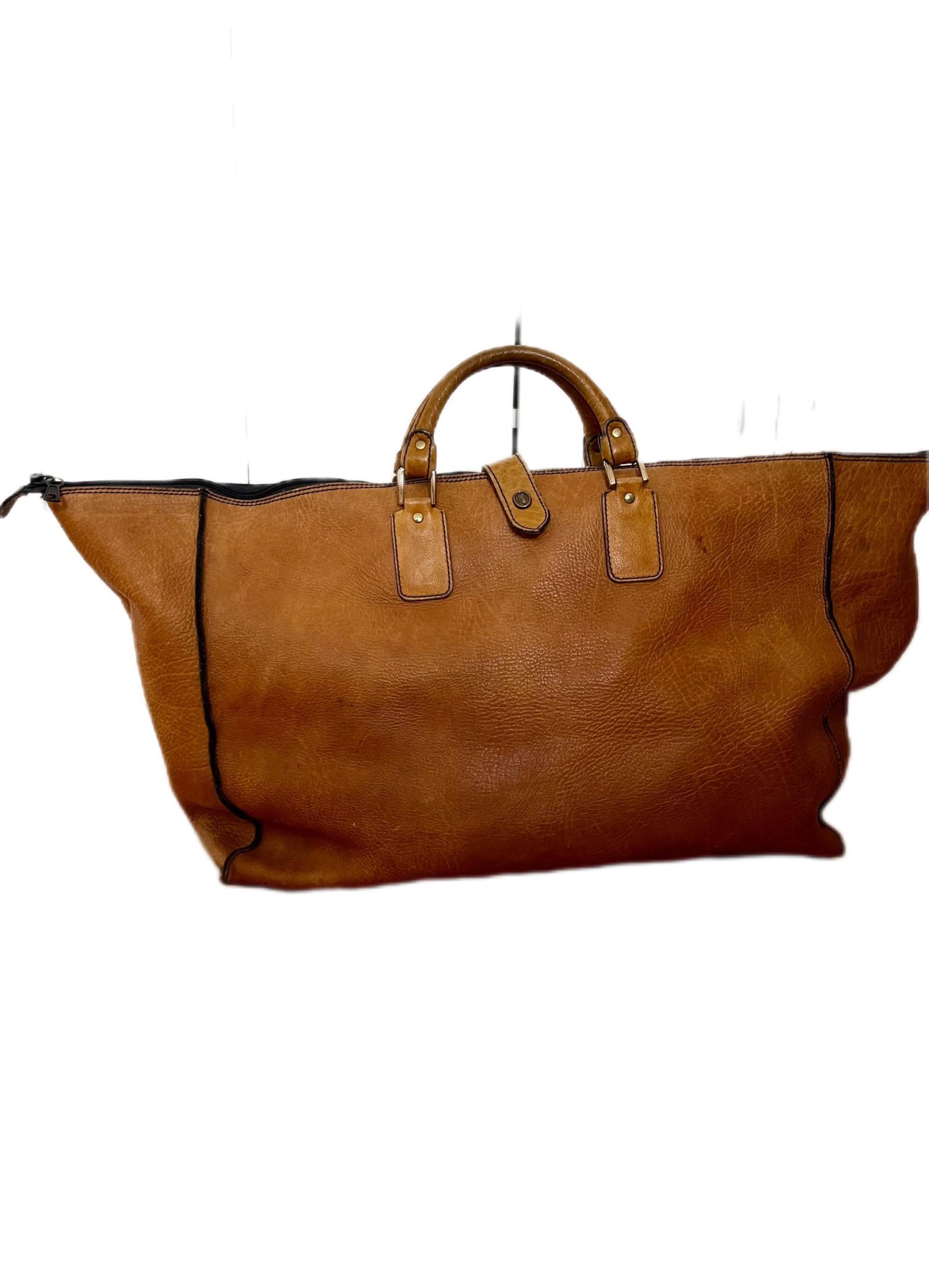 Vintage Reisetasche Weekender Goldpfeil Caracciola Leder Braun von BackToFutureFashion