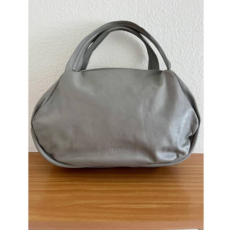 Vintage Tasche Assima Leder Hellgrau von BackToFutureFashion