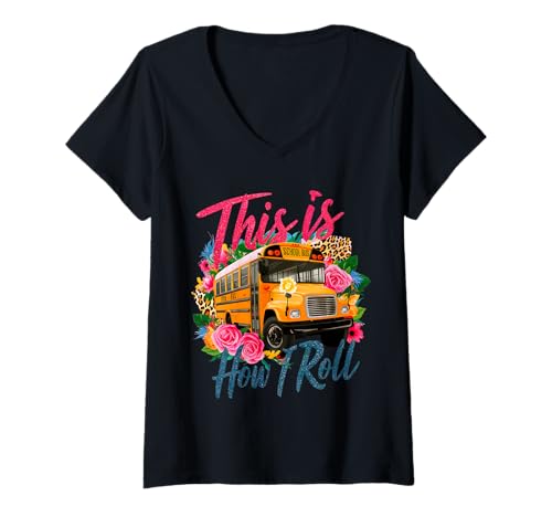 Damen So rollt ich Lustiger Schulbusfahrer am ersten Schultag T-Shirt mit V-Ausschnitt Damen So rollt ich Lustiger Schulbusfahrer am ersten Schultag T-Shirt mit V-Ausschnitt von BackToSchool '24