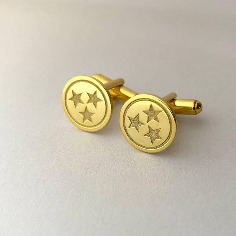 Flagge Von Tennessee Manschettenknöpfe, Manschettenknöpfe Mit Tennessee-state-Flagge, Tristar-Logo Gravierte Tn-state-Flagge von BackZeroDesign