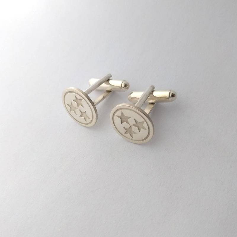 Tennessee Tristar Logo Manschettenknöpfe, Silber Manschettenknöpfe Mit Flagge, Gravierte Flagge von BackZeroDesign