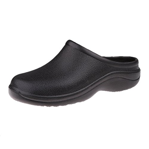 Backbayia Medizinisches Clog, EVA, rutschfest, für Damen, aus Naturleder, ohne Schnallenriemen, Schwarz , 41 EU von Backbayia