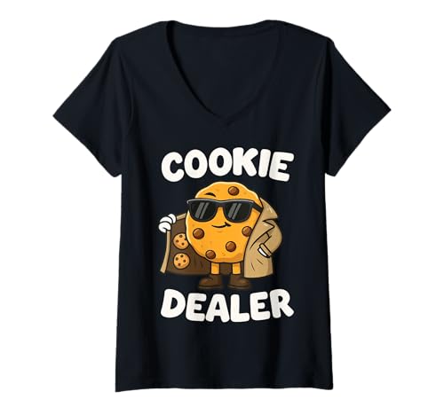 Damen Cookie Dealer T-Shirt mit V-Ausschnitt Damen Cookie Dealer T-Shirt mit V-Ausschnitt von Backen Keksliebhaber Keksverkäufer Lustig