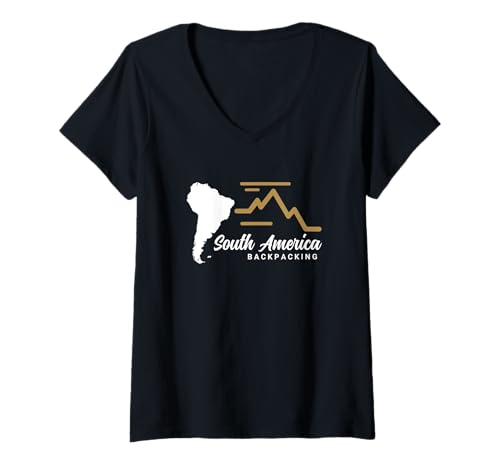 Damen Wander-Gadgets, Reise-Souvenirs, Rucksackreisen, Südamerika T-Shirt mit V-Ausschnitt Damen Wander-Gadgets, Reise-Souvenirs, Rucksackreisen, Südamerika T-Shirt mit V-Ausschnitt von Backpacking South America & Hiking Enthusiast