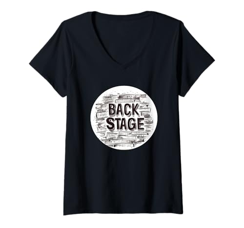Damen Backstage Pass to Style mit diesem mutigen Statement T-Shirt mit V-Ausschnitt von Backstage Outfit