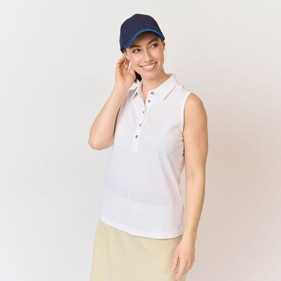 Backtee Ladies Performance Top ohne Arm Polo weiß von Backtee