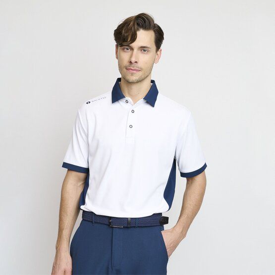 Backtee Mens Hole-in-one Halbarm Polo weiß von Backtee