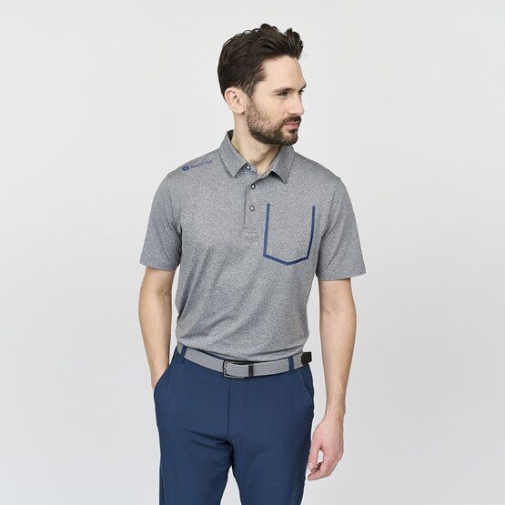 Backtee Mens Melange Halbarm Polo grau melange von Backtee