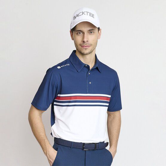 Backtee Mens Vertical Halbarm Polo navy von Backtee