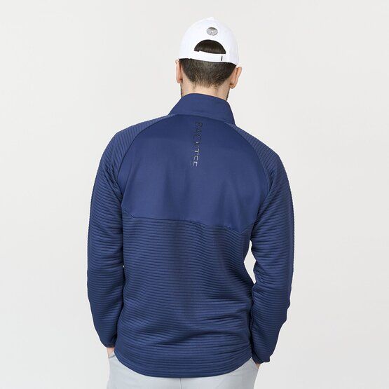 Backtee Mens Waffel Midlayer Cardigan Stretch Jacke navy von Backtee