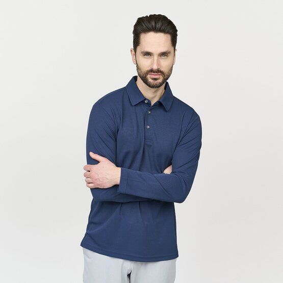 Backtee Performance Langarm Polo navy von Backtee