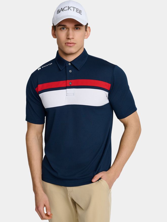 Backtee Trophy Halbarm Polo navy von Backtee