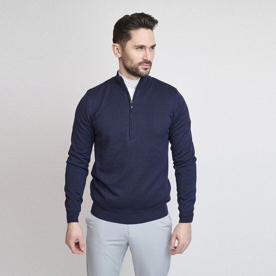Backtee Windbreaker Sweater Windstopp Strick navy von Backtee