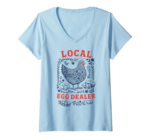 Damen Lokaler Eierhändler Hühnerstall Männer Frauen Landwirt T-Shirt mit V-Ausschnitt von Backyard Chicken Keepers Country Farm Life