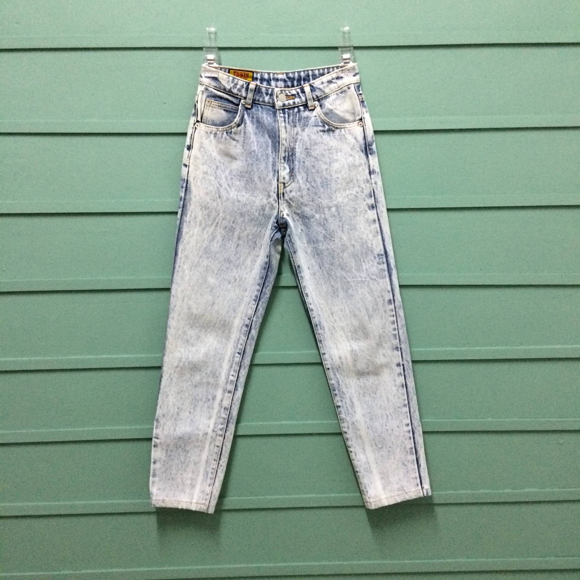 Größe 25 Vintage Edwin Western Distressed Jeans W25 L26 Kleine Taille Acid Wash Petite Denim Tapered Bein 25" von BackyardFashion