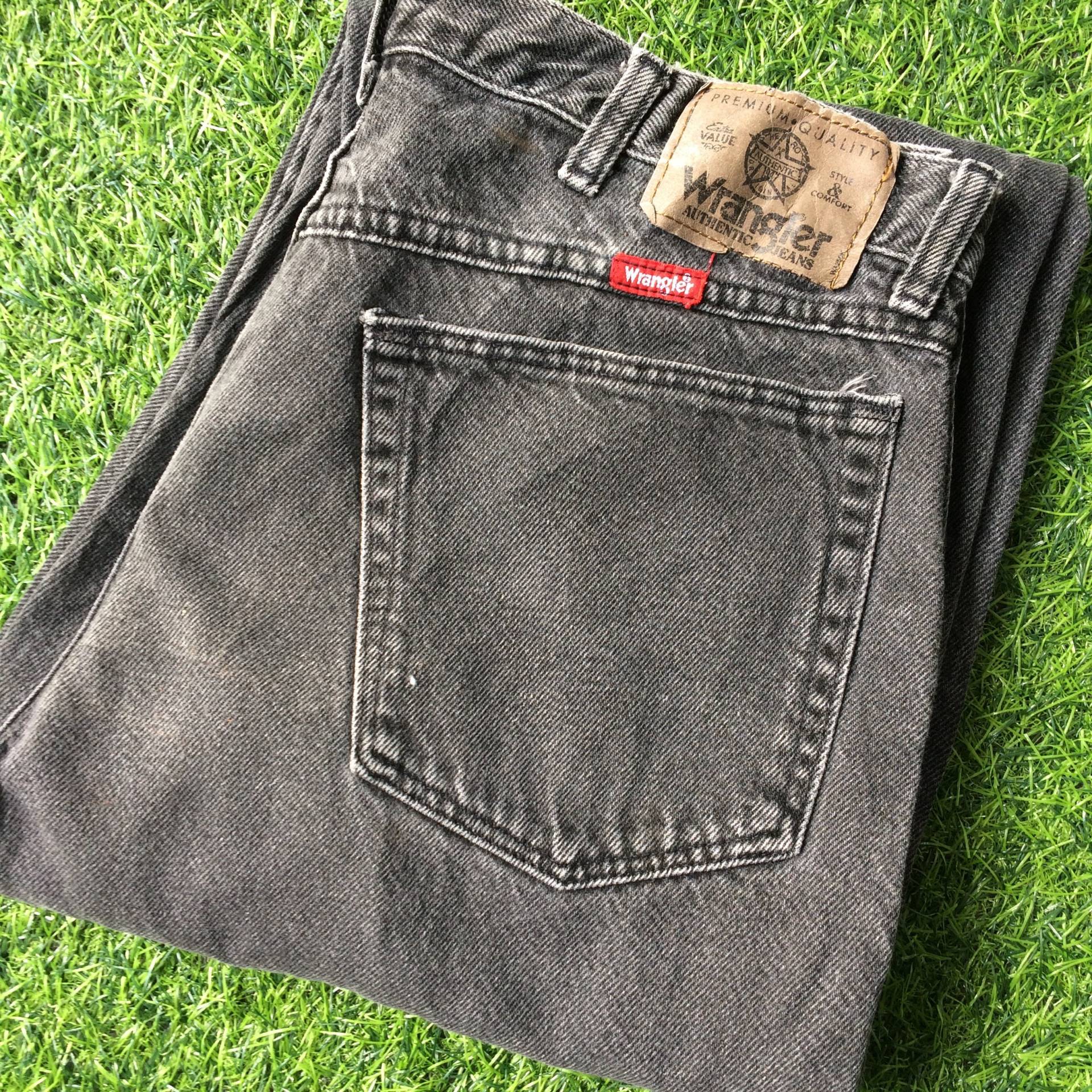 Größe 31 Vintage 90Er Wrangler Western Distressed Jeans W31 L29 Faded Black Wash Rodeo Riders Taille 31" von BackyardFashion