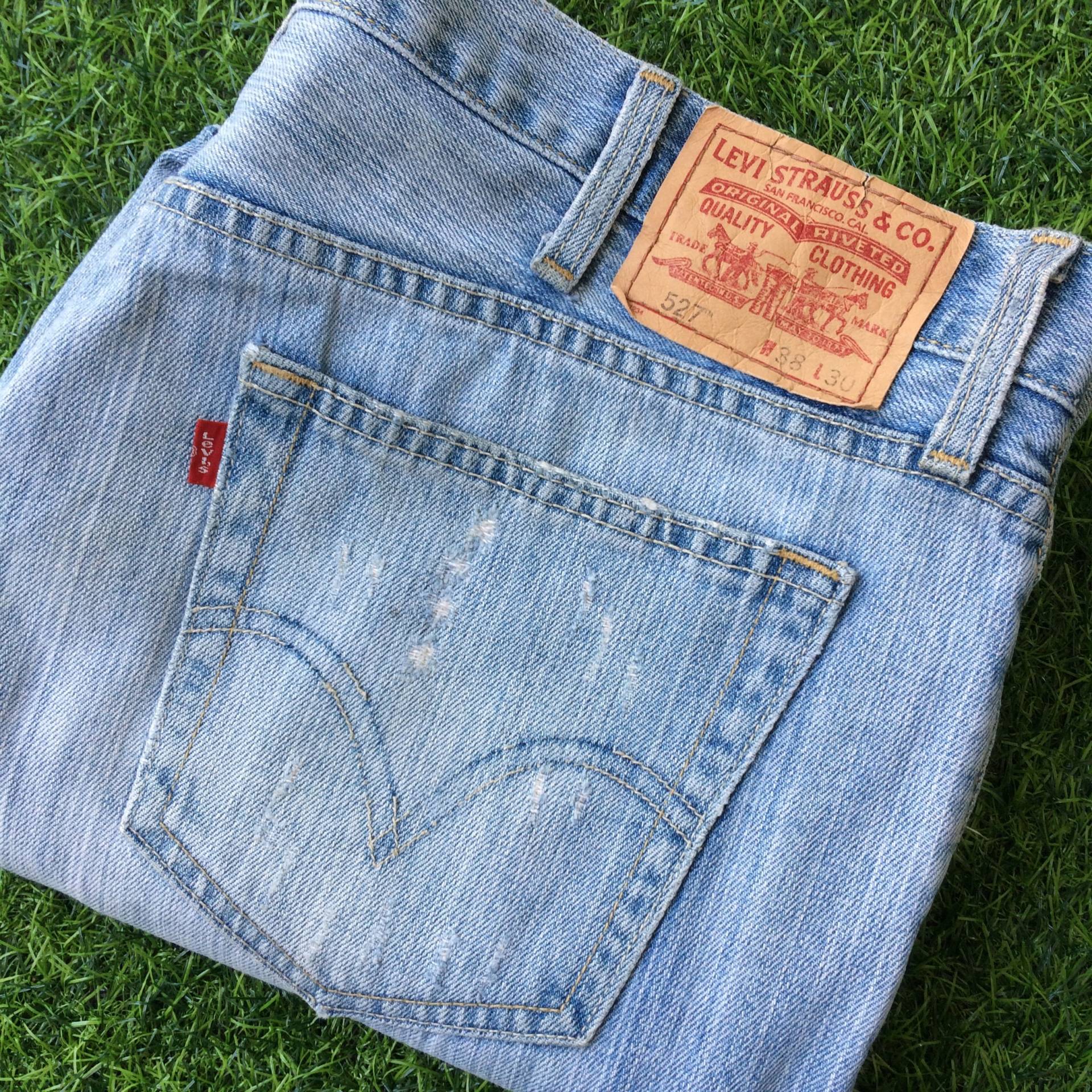 Größe 39 Vintage Distressed Levis 527 Zerrissene Plus Size Jeans W39 L27 Light Wash Gerade Spitz Over Size Taille 39" von BackyardFashion