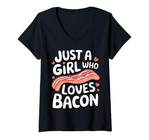 Damen Bacon Nur EIN Mädchen, das Speck liebt T-Shirt mit V-Ausschnitt Damen Bacon Nur EIN Mädchen, das Speck liebt T-Shirt mit V-Ausschnitt von Bacon Meat Breakfast Bacons
