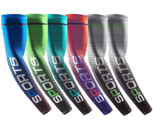 Bacophy 6 Paar Armstulpen UV-Schutz Kühlung Männer Frauen Sunblock Radfahren Armabdeckung, 2 Paar grau+1 Paar grün+1 Paar orange+1 Paar tiefblau+1 Paar hellblau, Einheitsgröße von Bacophy