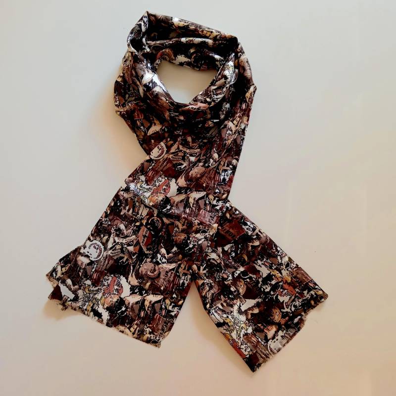 Schal Signiert Von Genti. Aus Reiner Seide. Honda Schal. Muster Mit Motorrädern. Bikerschal. Biker-Geschenk. Repsol.neu von Bacovintage