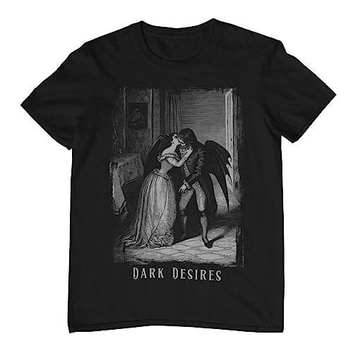 Bad Attitudes - Vampir Kuss T-Shirt - Dark Desires - Viktorianische Gothic Kunst - Romantic Goth Outfit aus 100% nachhaltiger Baumwolle (as3, Alpha, x_l, Regular, Regular) von Bad Attitudes