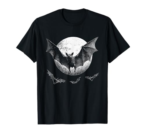 Gothic Fledermaus Halloween Vollmond Horror Vampir Goth Girl T-Shirt von Bad Attitudes