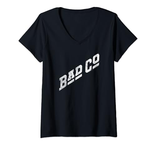 Damen Klassisches Bad Company Logo von Bad Co T-Shirt mit V-Ausschnitt von Bad Company
