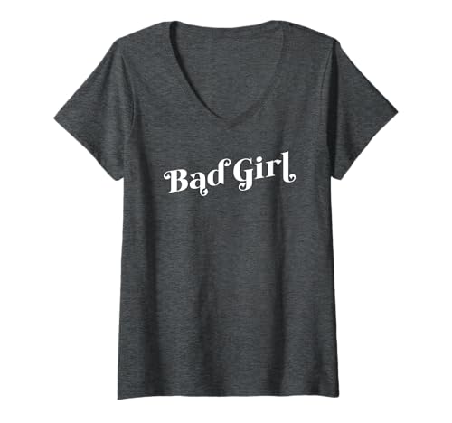 Damen BÖSES MÄDCHEN T-Shirt mit V-Ausschnitt von Bad Girl Whimsical Design Studio