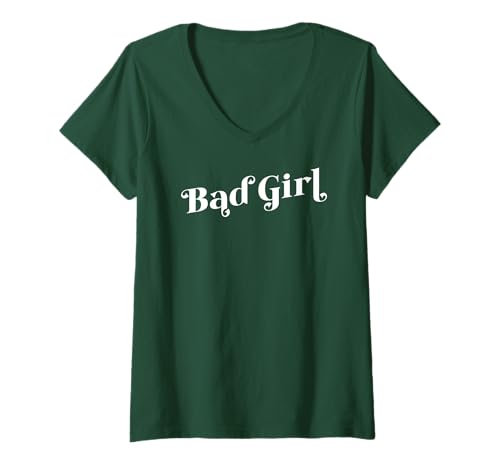 Damen BÖSES MÄDCHEN T-Shirt mit V-Ausschnitt von Bad Girl Whimsical Design Studio