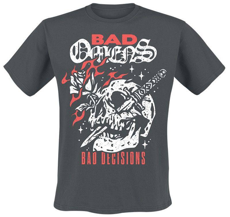 Bad Omens T-Shirt - Bad Decisions Skull - S bis 4XL - für Männer - Größe XXL - dunkelgrau  - Lizenziertes Merchandise! von Bad Omens