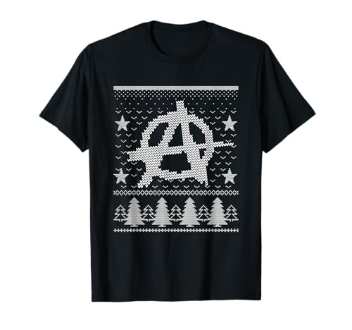 Bad-Tiki Christmas Punk Rock Hässlich Weihnachten Lustig T-Shirt - Damen, Unisex-Erwachsene - Schwarz, Small - Kurzarm, Klassisch, Punk Rock Christmas, Sterne, Winter von Bad-Tiki Christmas