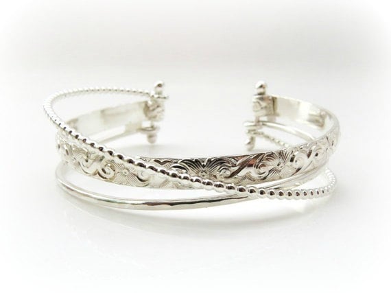 Silber Armband, Maßgeschneiderte Manschette Wickelarmband, Multi Strang Verstellbares Auf Bestellung Silber Armband, Maßgeschneiderte Manschette Wickelarmband, Multi Strang Verstellbares Auf Bestellung von BadBeeJewelry