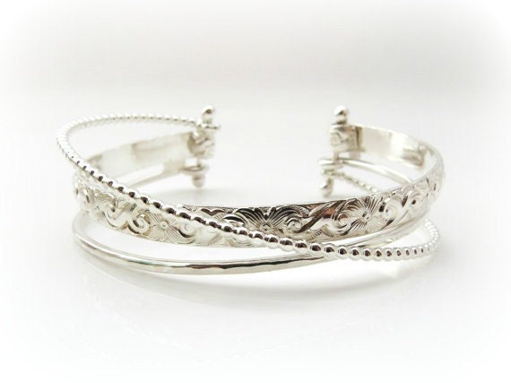 Silber Armband, Maßgeschneiderte Manschette Wickelarmband, Multi Strang Verstellbares Auf Bestellung Silber Armband, Maßgeschneiderte Manschette Wickelarmband, Multi Strang Verstellbares Auf Bestellung von BadBeeJewelry