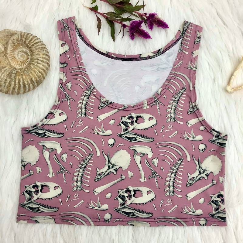 Pinkes Dino Bones - Crop Top von BadBunnyShop