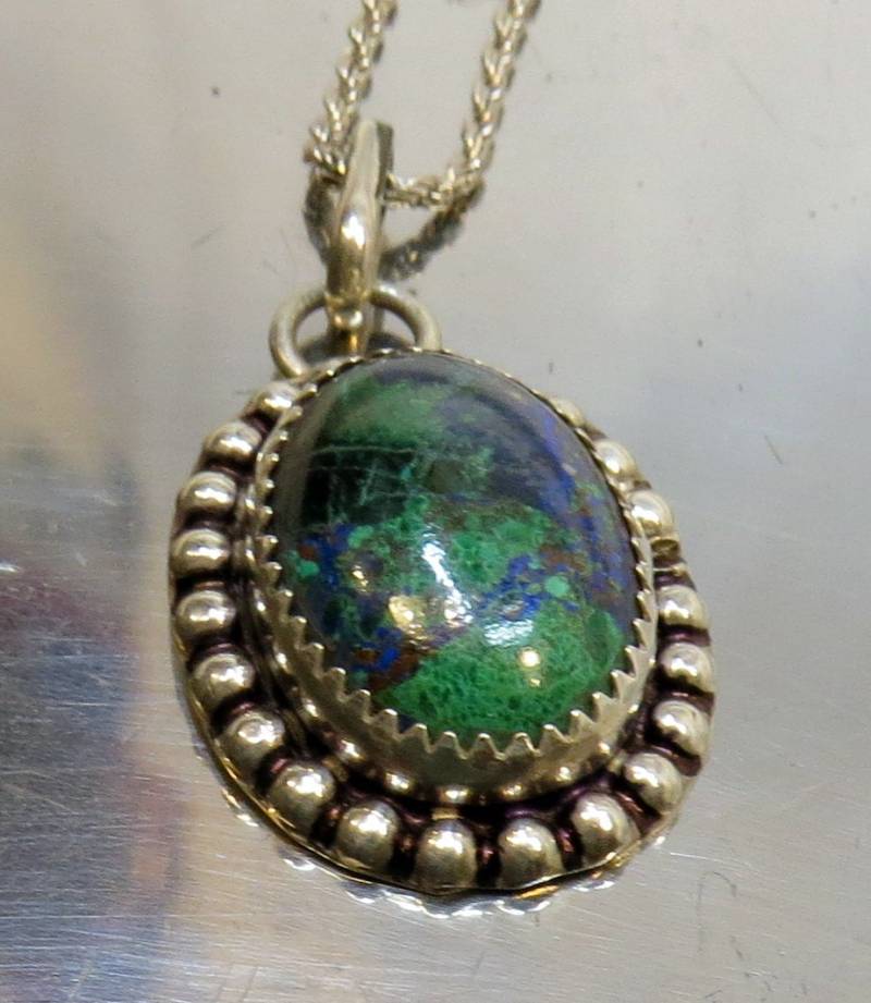 Vintage Sterling Silber Und Azurit Malakit Lapis Oval Anhänger Vintage Sterling Silber Und Azurit Malakit Lapis Oval Anhänger von BadDadSilver