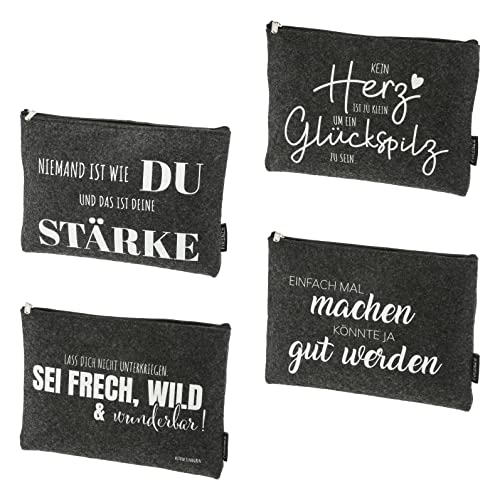 Bada Bing 2er Set Filz Etui Tasche mit Reißverschluss DIN A 5 Aufbewahrungstasche Grau Anthrazit Spruch Kosmetiktasche Zufall 67 von Bada Bing