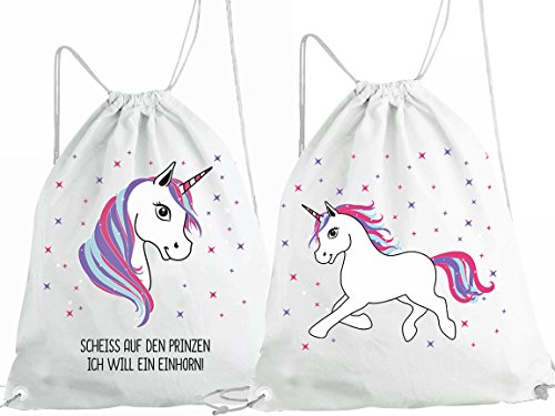 Bada Bing 2er Set Turnbeutel Einhorn Spruch Mit Prinzen Clubsack Einkaufstasche Trend 23 von Bada Bing