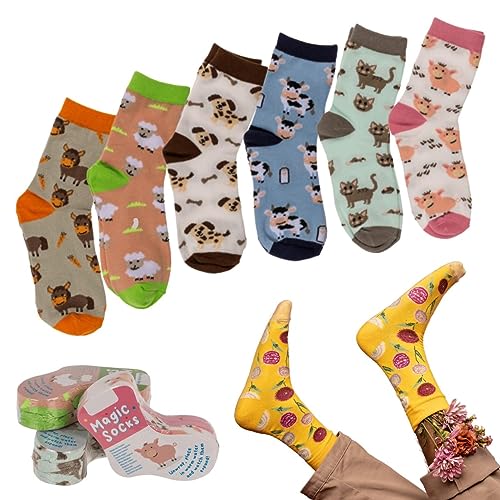 Bada Bing 6er Set Magische Kindersocken - Farmtiere Socken aus Baumwolle - Zaubersocken für Kinder in Größe 22-34 6fach s. Gastgeschenk Kindergeburtstag Geburtstag Geschenk Mitgebsel 68 von Bada Bing