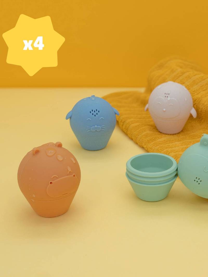 4er-Set Baby Badewannen-Figuren aus Silikon BADABULLE von Badabulle