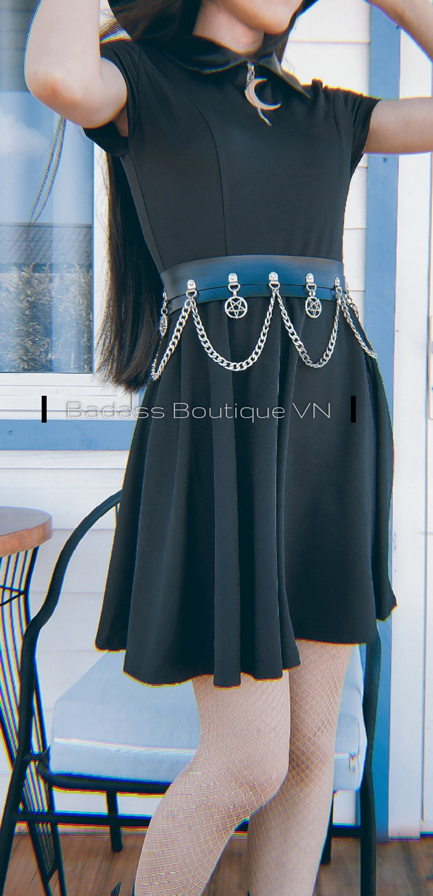 Hexen in 1706 Vegan Ledergürtel. Zierlich, Plus Größe, Umgekehrtes Pentakel Pentagramm Kette Gürtel Goth Witchcraft Rock Ohne Grausamkeit von BadassBoutiqueVN