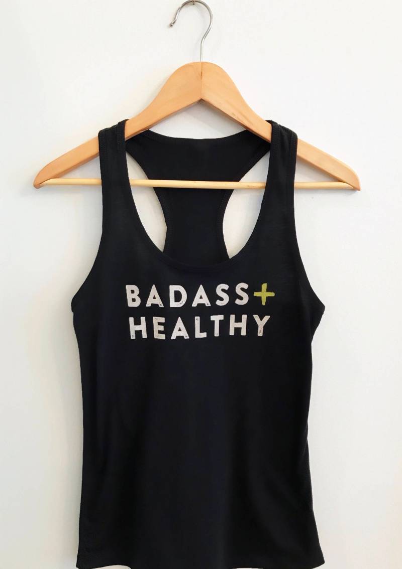 Badass + Gesundes Damen Racerback Tank Top, Workout Top Mit Sprüchen, Yoga Fitness von BadassandHealthy