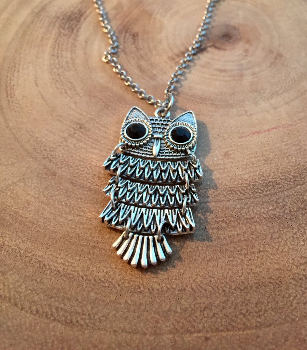 Eule Halskette, Charm, Geschenk Für Ihn, Sie, Boho Vogel Tier Schmuck von BadassjewelryToronto